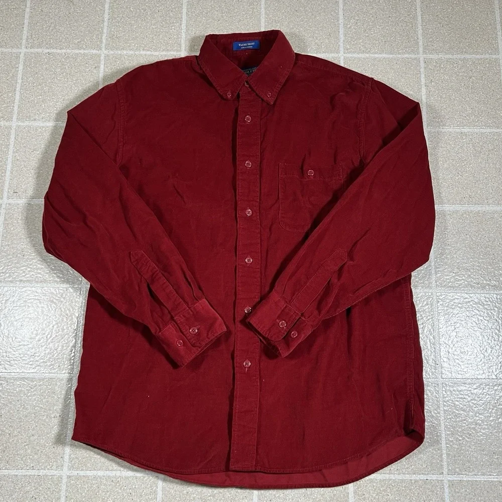 Pendleton Wayne Shirt Mens L Red Corduroy Outdoor Workwear Western Button Up - Picture 1 of 7